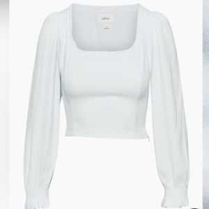 Aritzia Wilfred Breathless Blouse in Snowmelt Blue